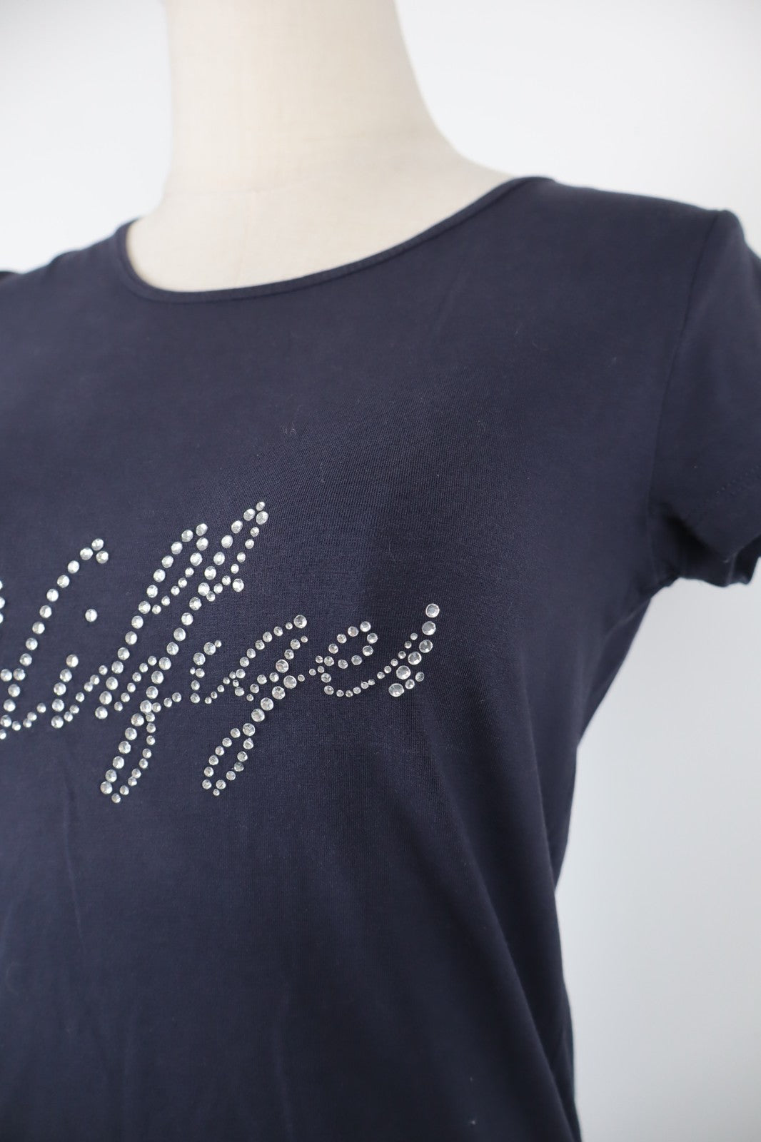 TOMMY HILFIGER MAGLIA COTONE DONNA TG. M WOMAN CASUAL VINTAGE T-SHIRT STRASS