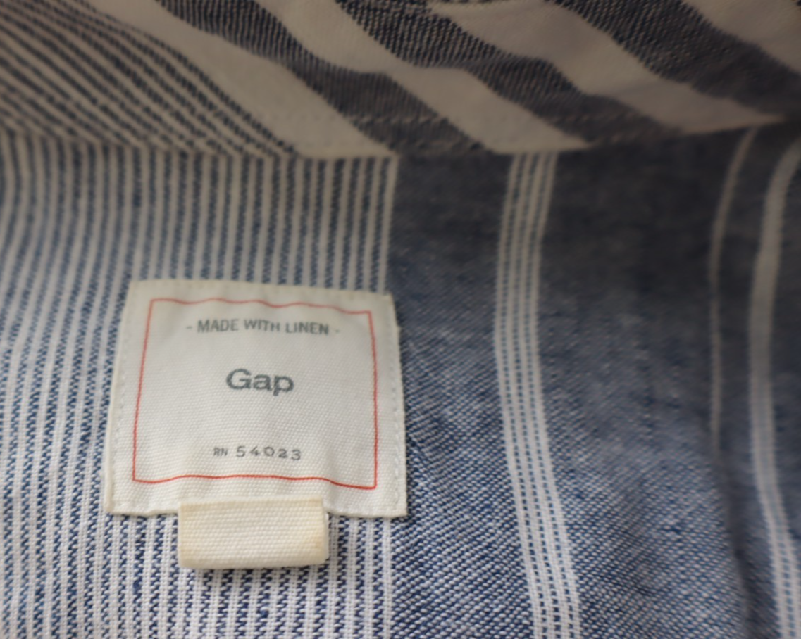 GAP CAMICIA UOMO TG M MAN CASUAL VINTAGE SHIRT LINO LINEN TASCHE MANICA LUNGA