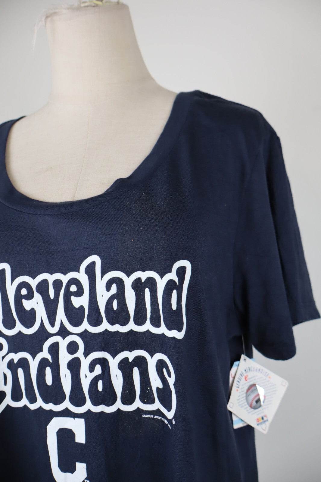 GENUINE MERCHANDISE CAMPUS LIFESTYLE CLEVELAND MAGLIA DONNA SHIRT BASEBALL L TAG