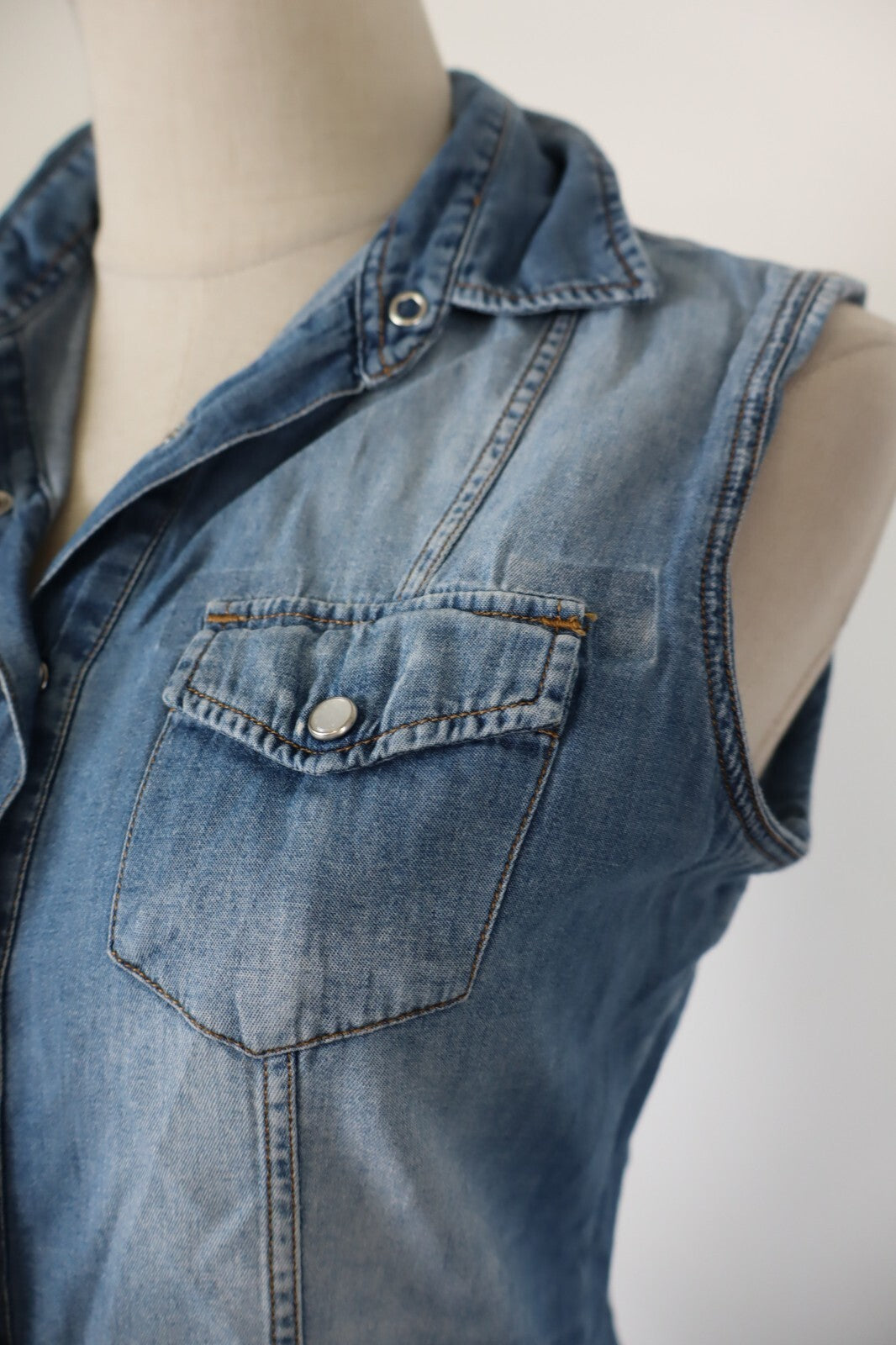GAUDI JEANS CAMICIA SMANICATA DONNA  S WOMAN SHIRT CASUAL VINTAGE COTONE DENIM