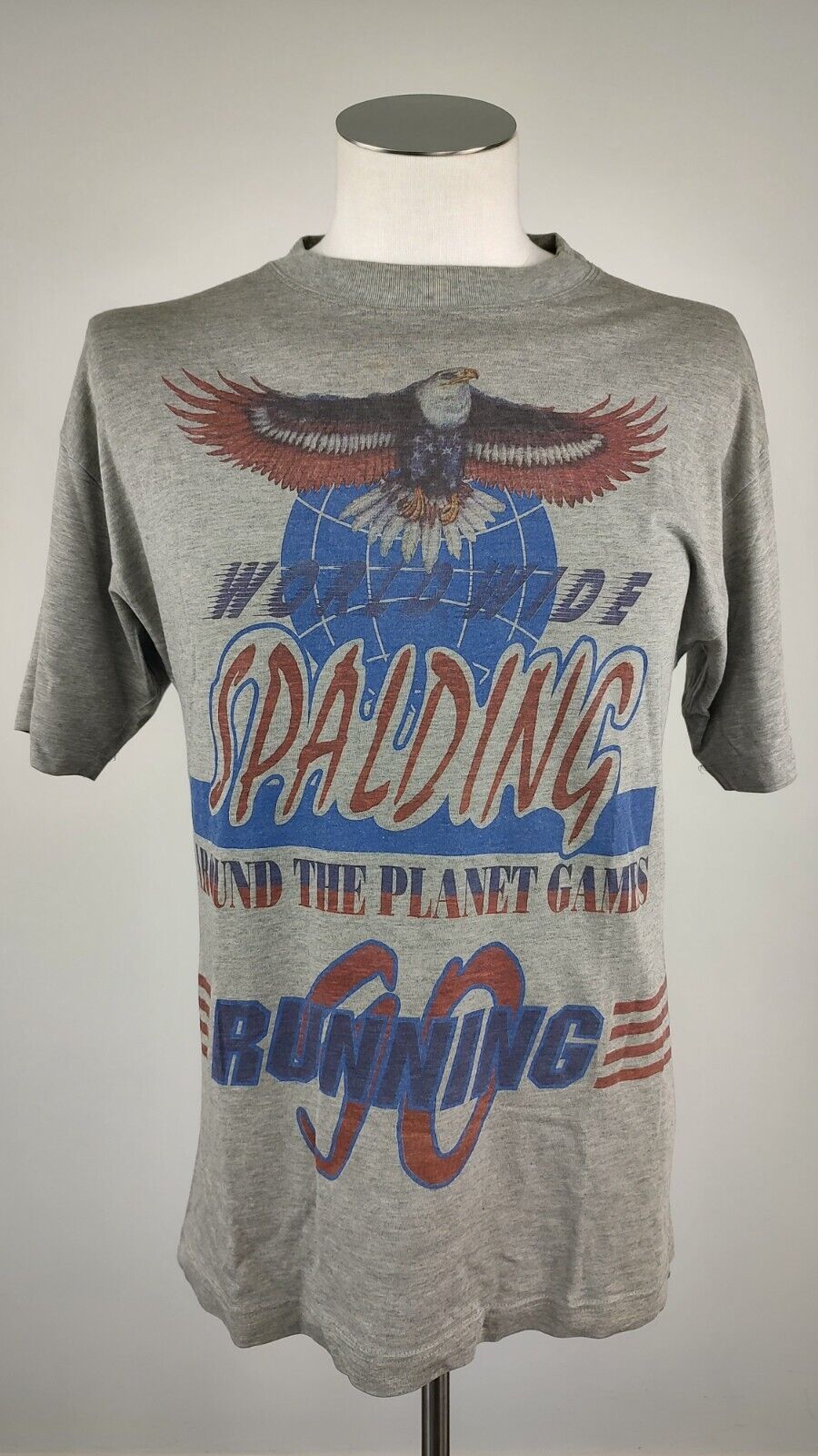 SPALDING USA MAGLIA UOMO TG M MAN T-SHIRT CASUAL VINTAGE COTONE