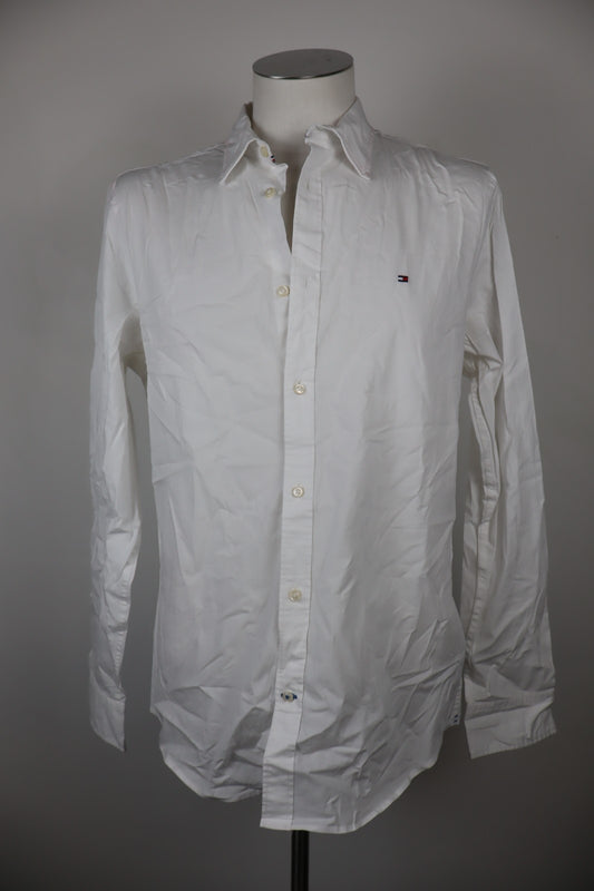 TOMMY HILFIGER CAMICIA UOMO XL SLIM MAN CASUAL VINTAGE SHIRT COTONE MANICA LUNGA