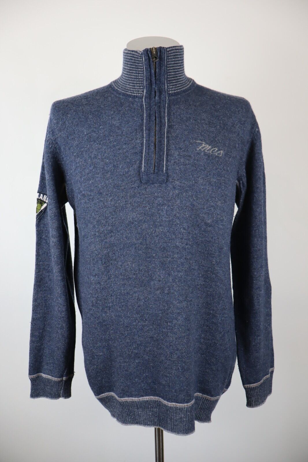 MARLBORO CLASSIC MAGLIONE CON ZIP VINTAGE UOMO LANA COTONE L MAN SWEATER CASUAL