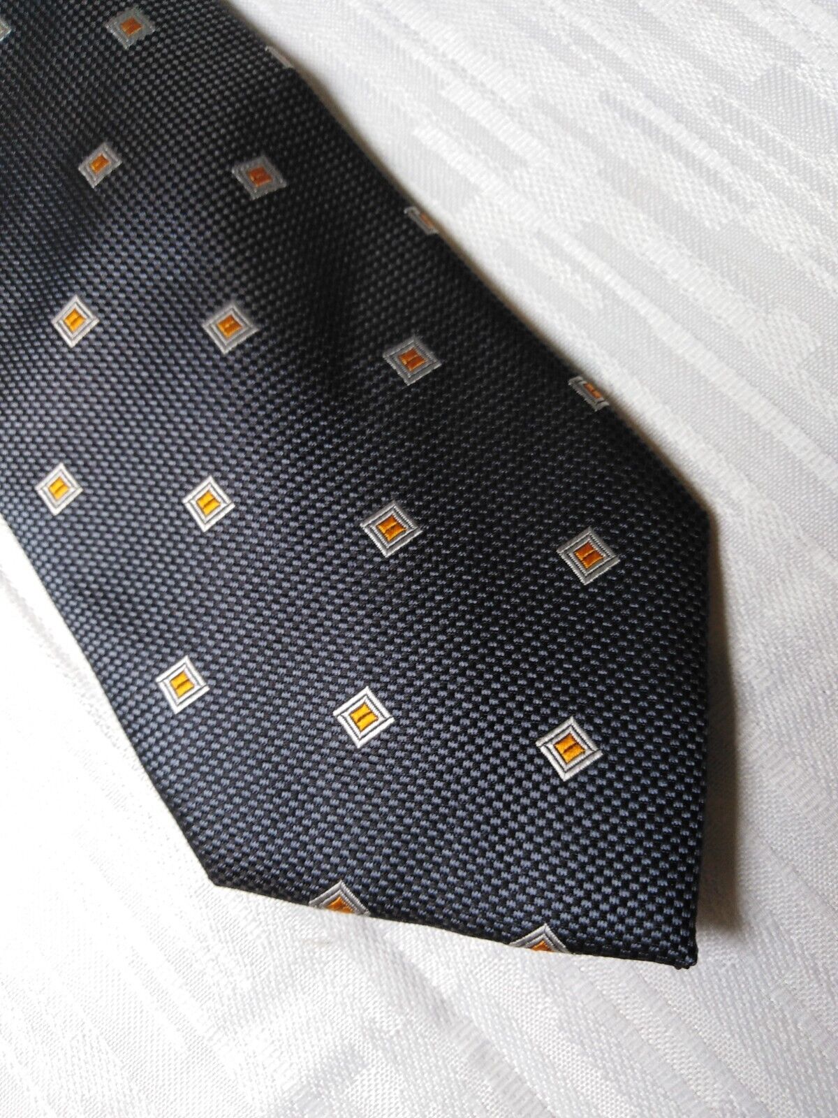 LUCIO LAMBERTI 100%  SILK TIE SETA CRAVATTA SELF TIPPED NECKTIE MADE ITALY