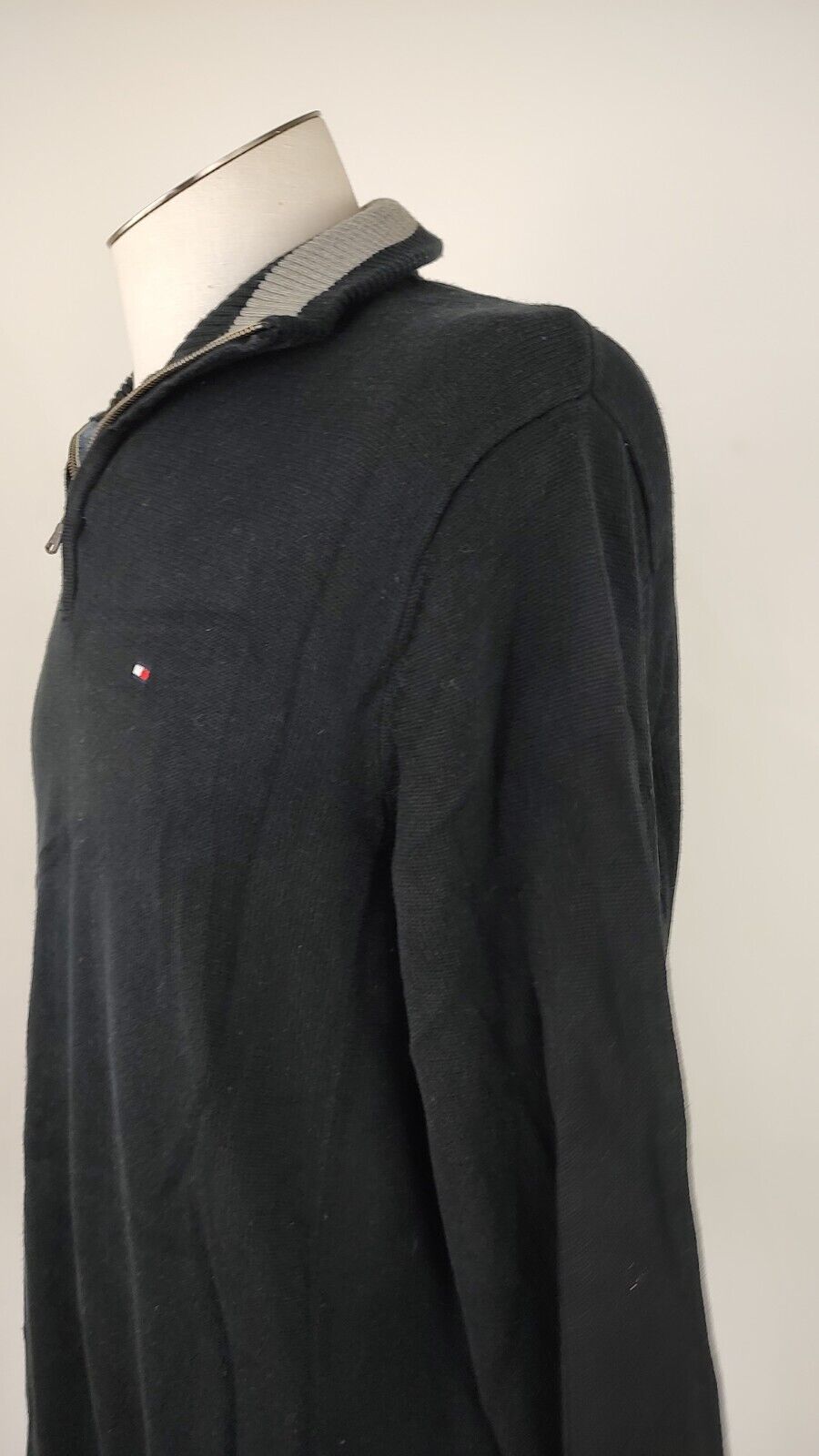 TOMMY HILFIGER MAGLIONE CON ZIP COTONE VINTAGE UOMO Tg. L MAN SWEATER CASUAL