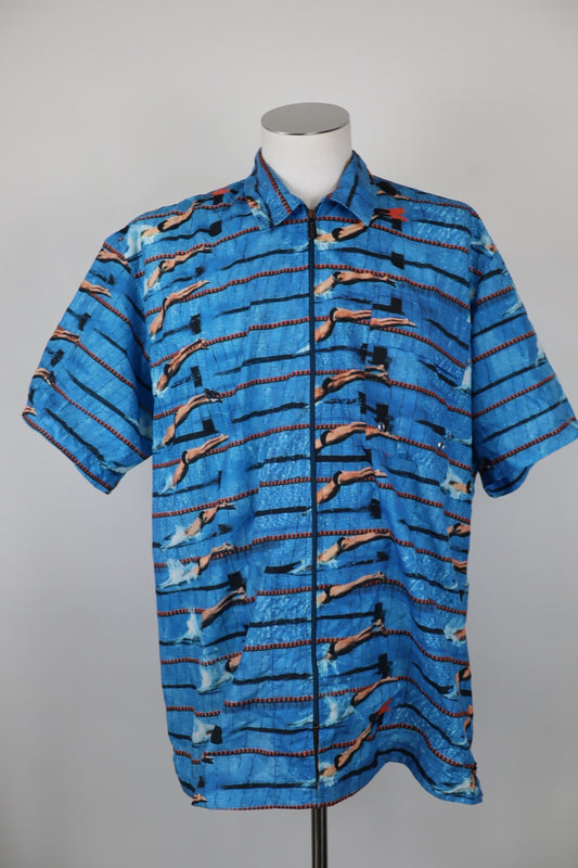 PAUL SMITH CAMICIA CON ZIP UOMO TG L MAN SHIRT CASUAL VINTAGE COTONE COTTON