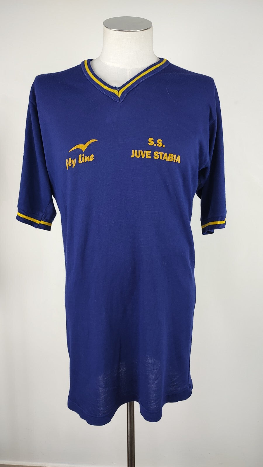 FLY LINE JUVE STABIA MAGLIA CALCIO UOMO Tg L SOCCER JERSEY VINTAGE LANA