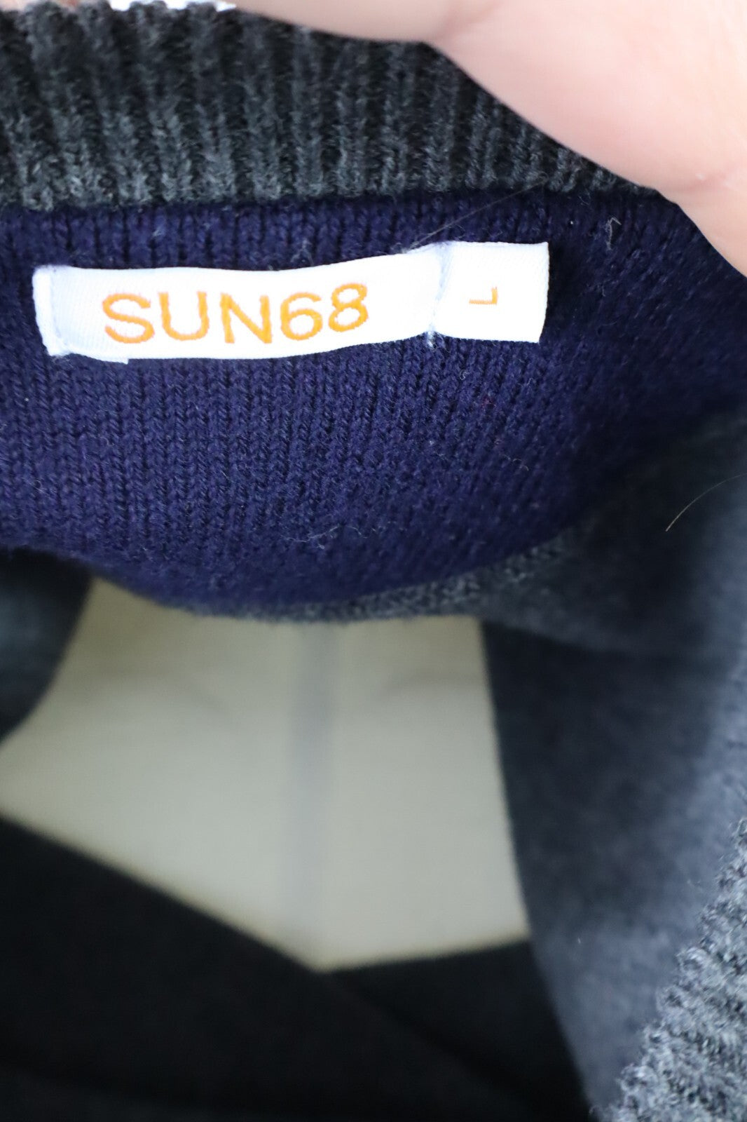 SUN68 MAGLIONE UOMO Tg. L MAN SWEATER CASUAL VINTAGE COTONE LANA CON TOPPE