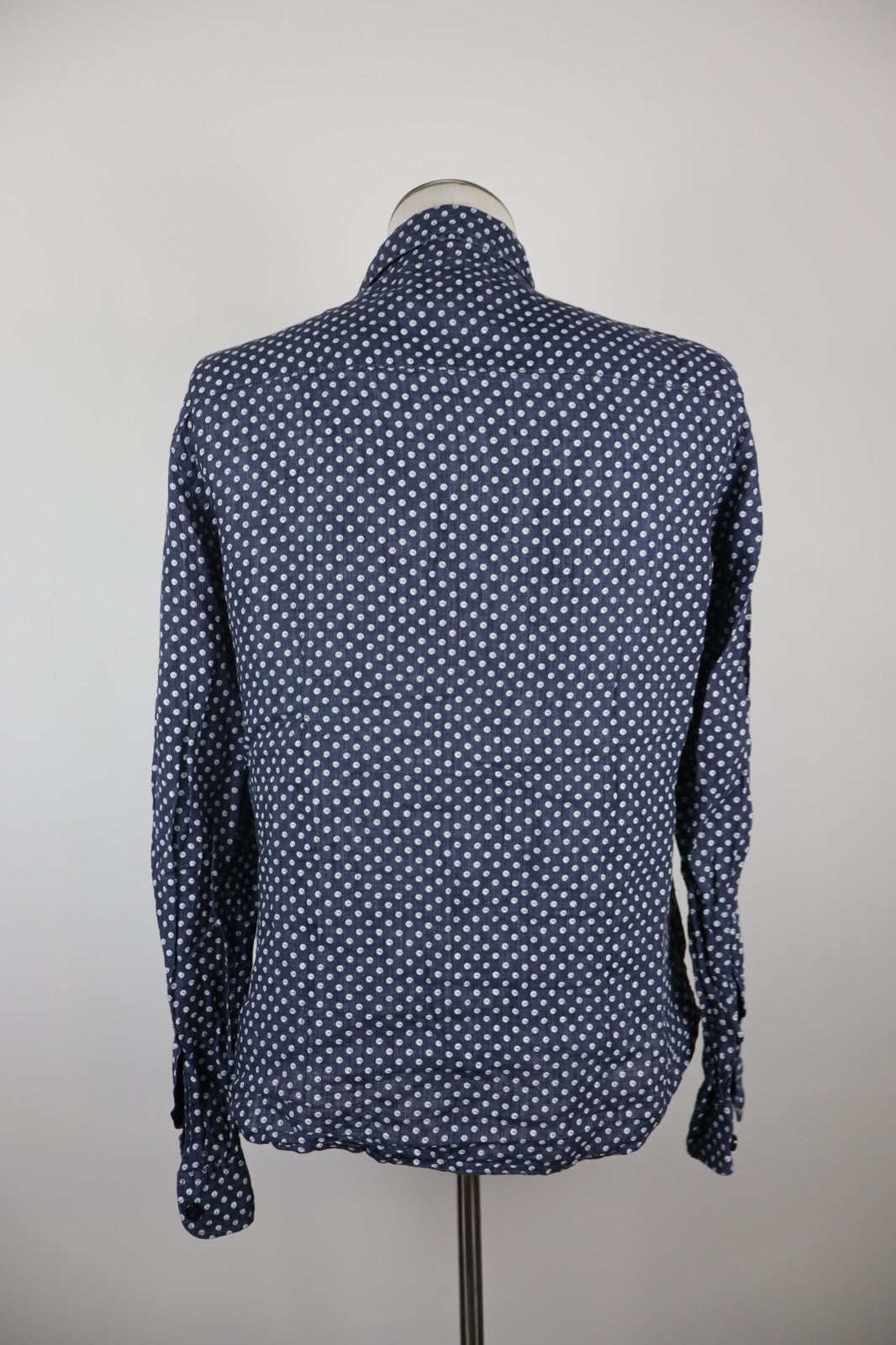 ARMANI JEANS CAMICIA UOMO LINO TG. L MAN CASUAL VINTAGE LINEN SHIRT POIS TASCHE
