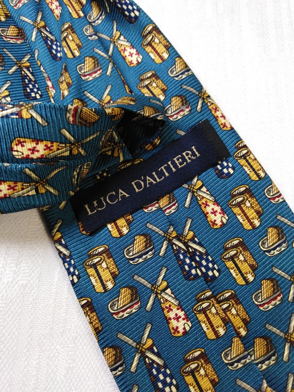 LUCA D'ALTIERI 100% SETA SILK TIE CRAVATTA NECKTIE ITALY VINTAGE SELF TIPPED