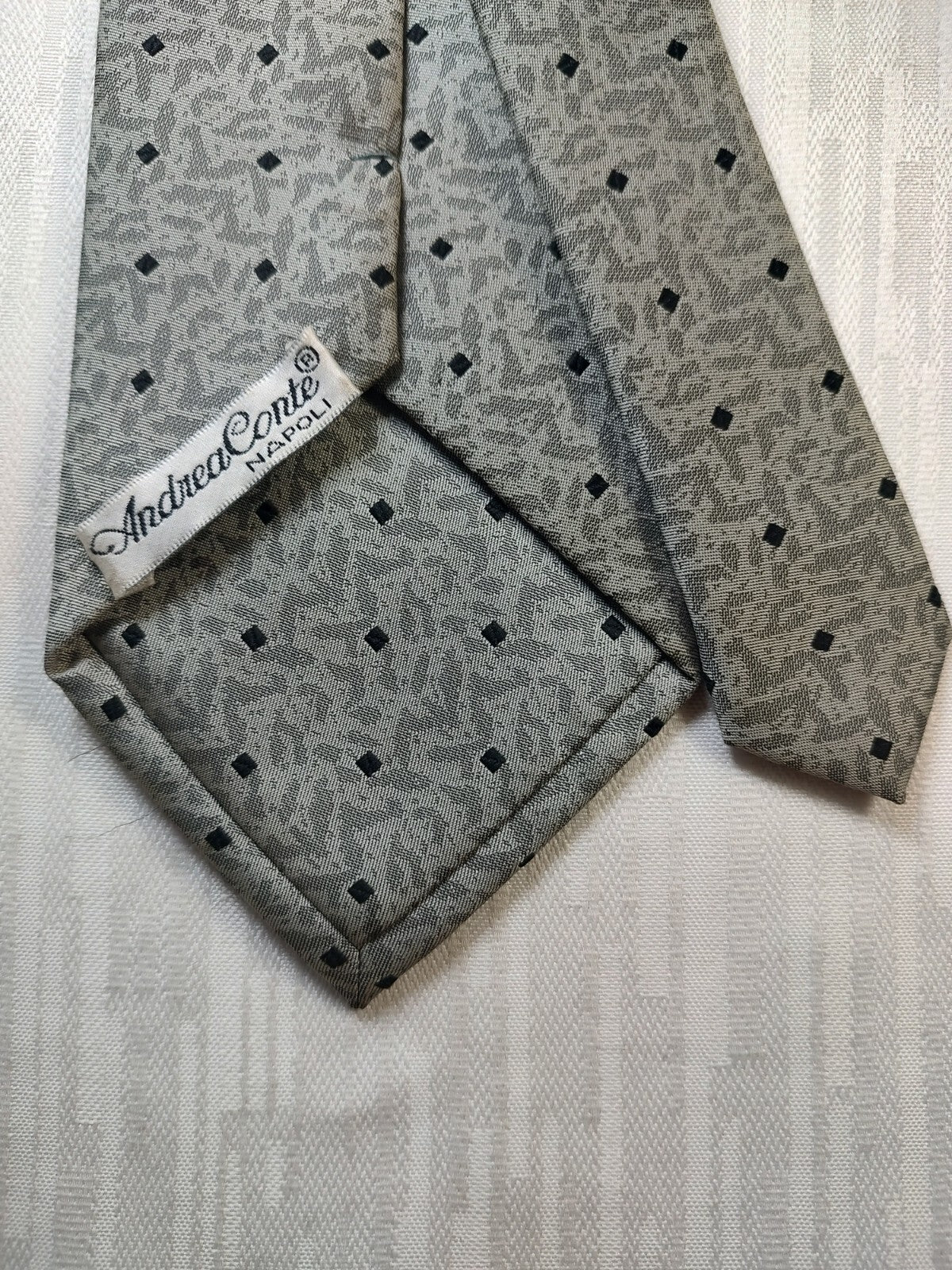 ANDREA CONTE NAPOLI  SILK TIE SETA CRAVATTA NECKTIE MADE IN ITALY SELF TIPPED