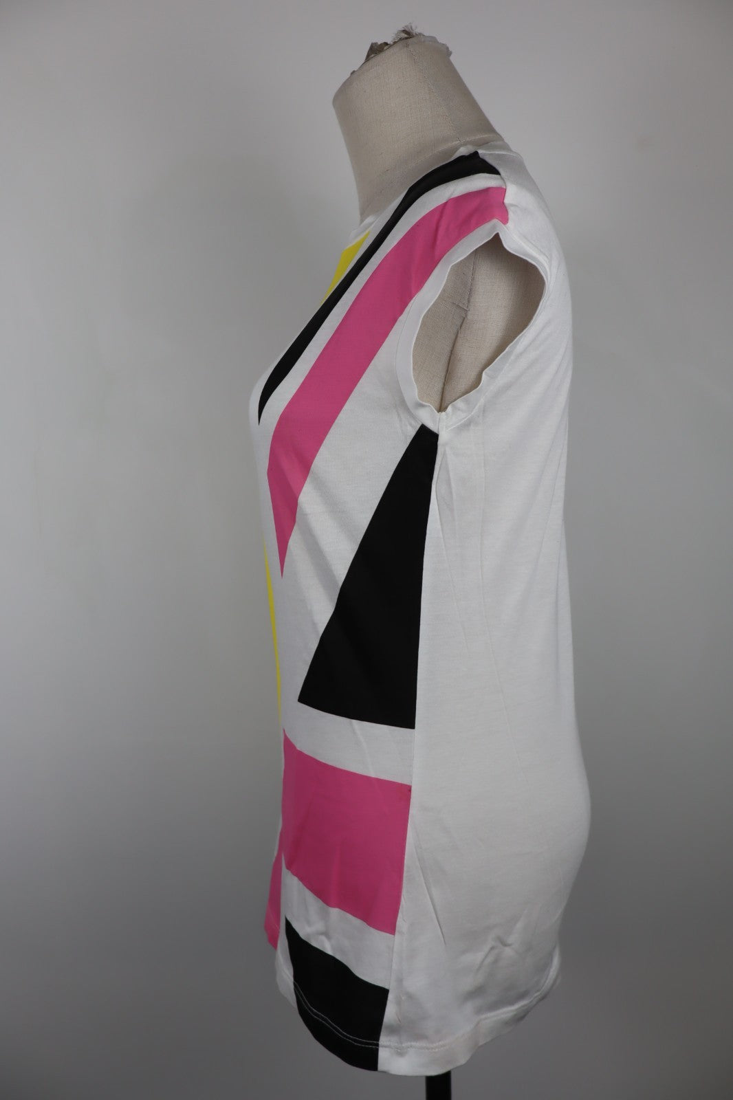 BIKKEMBERGS MAGLIA SMANICATA DONNA TG. S WOMAN CASUAL VINTAGE T-SHIRT TOP COTONE