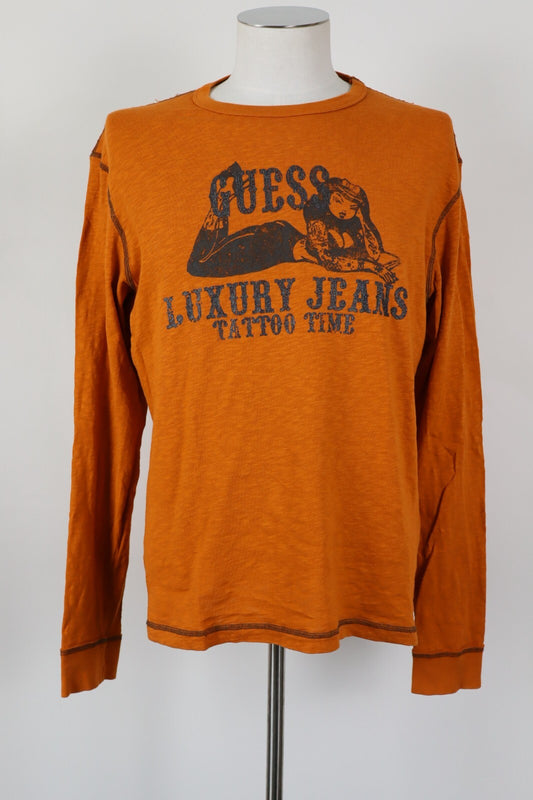 GUESS MAGLIA UOMO TG L MAN T-SHIRT CASUAL VINTAGE COTONE COTTON