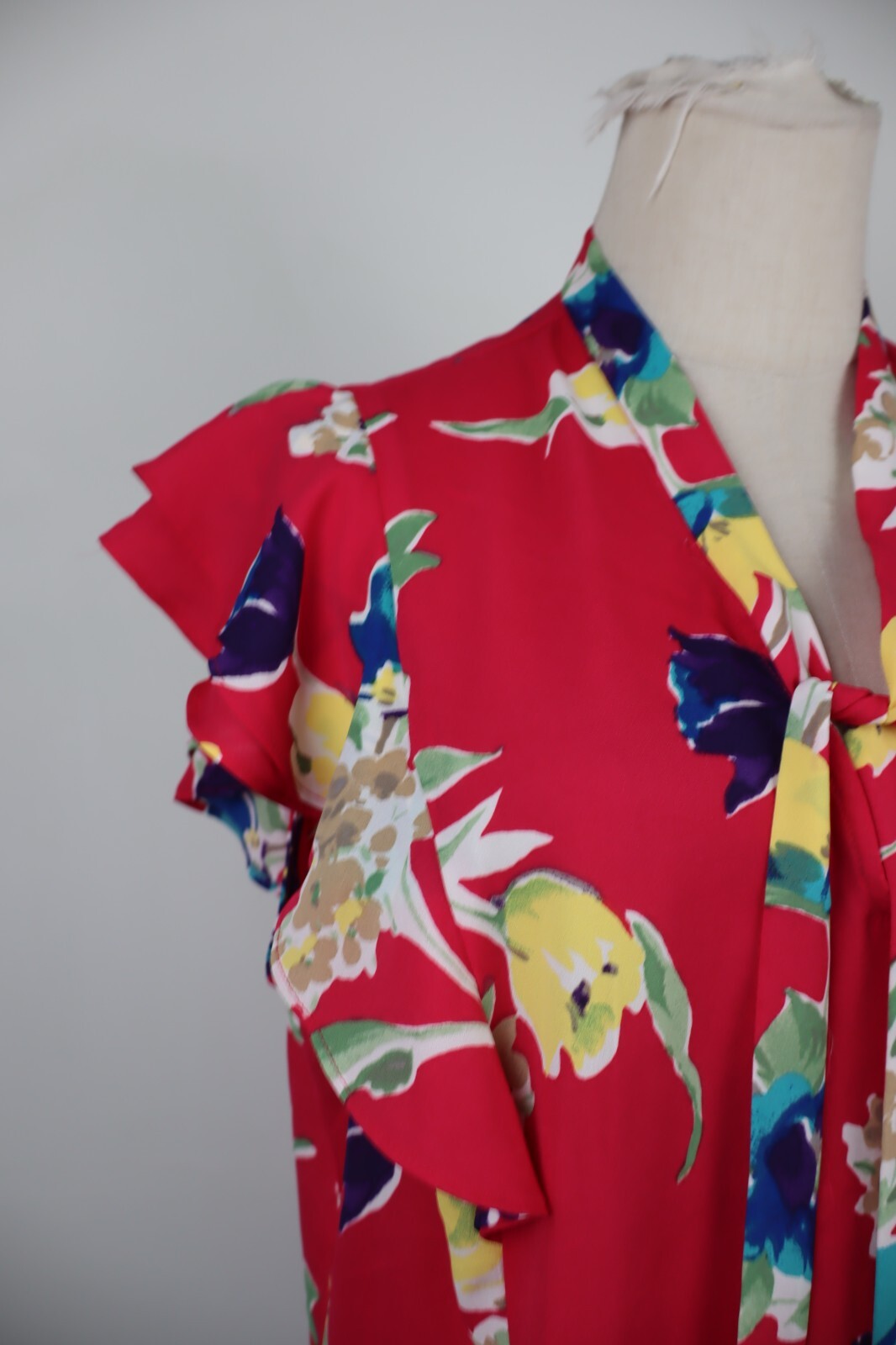 RALPH LAUREN MAGLIA DONNA TG. L WOMAN CASUAL T-SHIRT VINTAGE FLOREALE NYLON