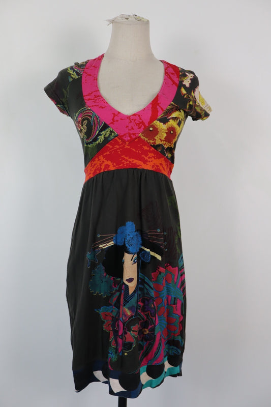DESIGUAL VESTITO DONNA TG. S WOMAN CASUAL VINTAGE DRESS ITALIA COTONE