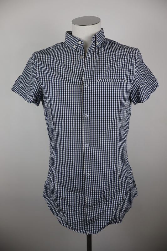 AJ ARMANI JEANS CAMICIA UOMO COTONE TG. M MAN CASUAL VINTAGE COTTON SHIRT LOGO
