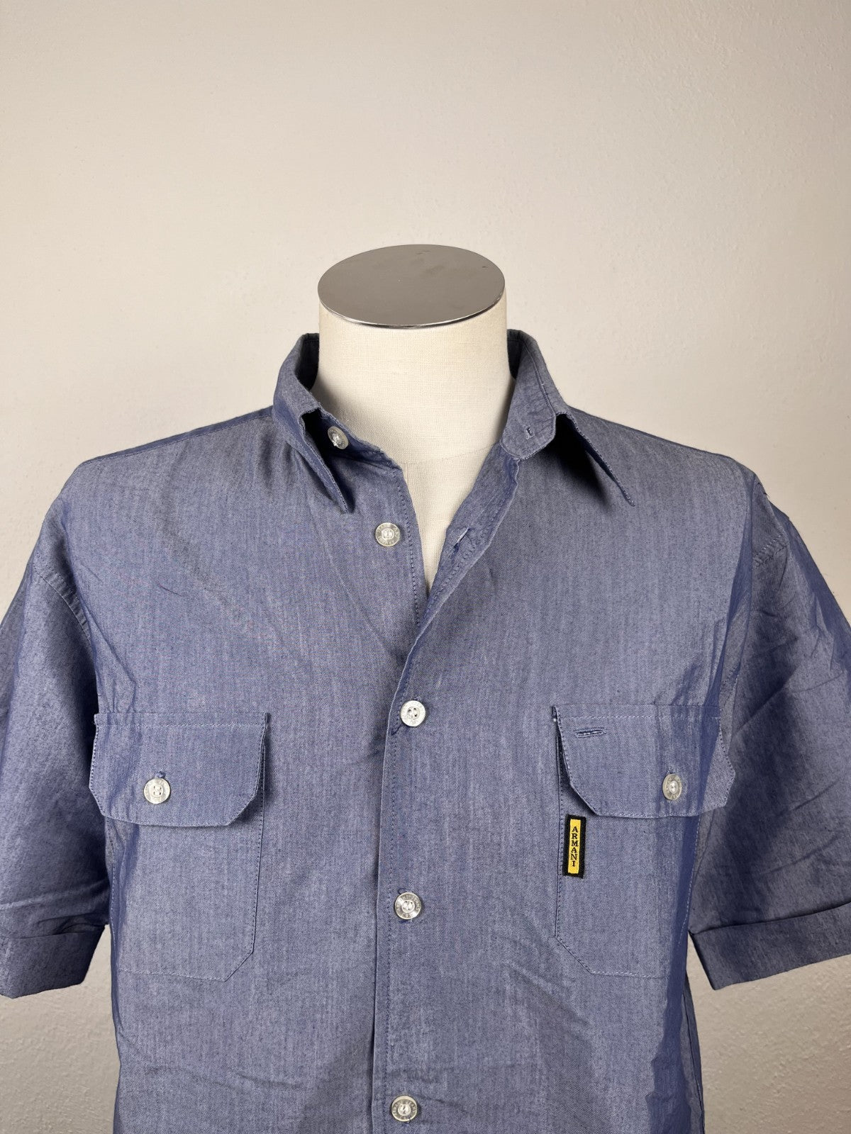AJ ARMANI JEANS CAMICIA UOMO COTONE TG. M MAN CASUAL VINTAGE COTTON SHIRT TASCHE