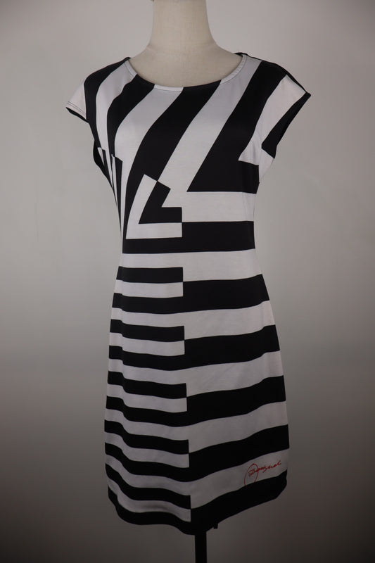 DESIGUAL VESTITO MANICA CORTA DONNA TG. M WOMAN CASUAL VINTAGE DRESS POLIESTERE