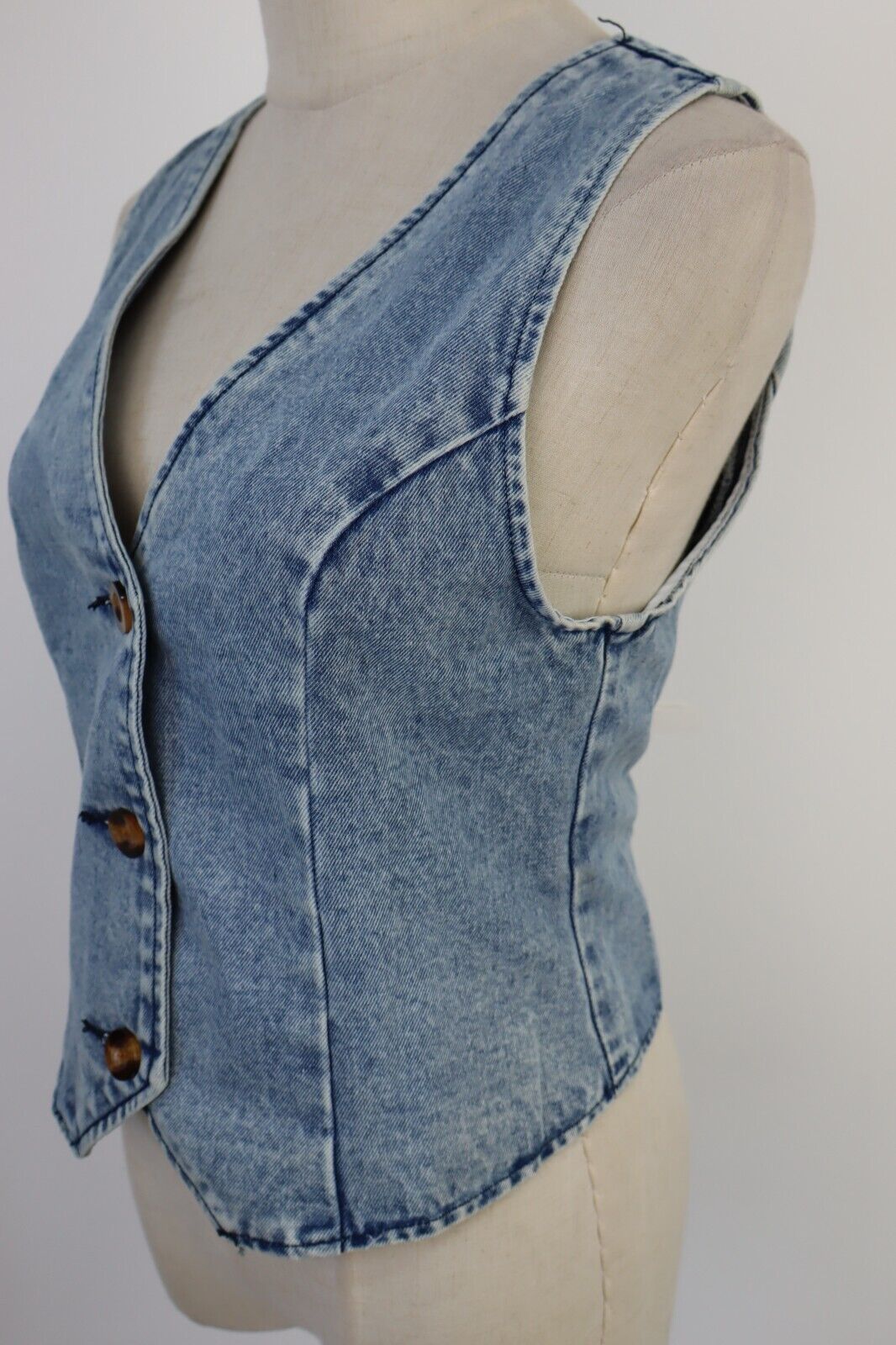GIUBBINO JEANS GILLET SMANICATO DONNA M JACKET DENIM GRUNGE 90'MUSIC Y2K 2000'S