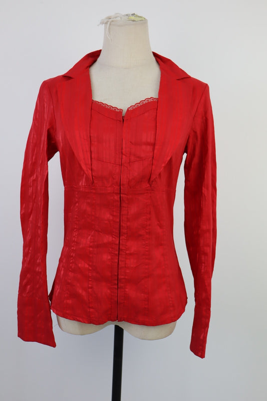 CAMICIA DONNA S WOMAN SHIRT GOTHIC PIZZO RICAMO SCINTILLE Y2K 2000'S