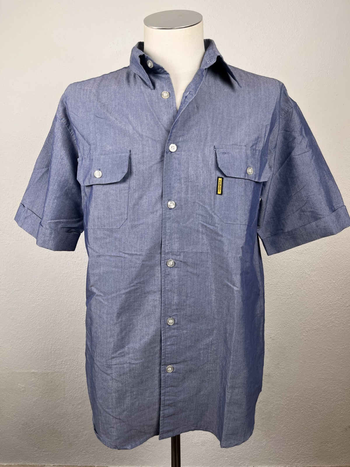 AJ ARMANI JEANS CAMICIA UOMO COTONE TG. M MAN CASUAL VINTAGE COTTON SHIRT TASCHE