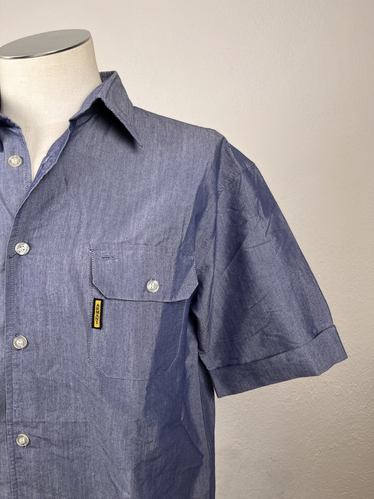 AJ ARMANI JEANS CAMICIA UOMO COTONE TG. M MAN CASUAL VINTAGE COTTON SHIRT TASCHE