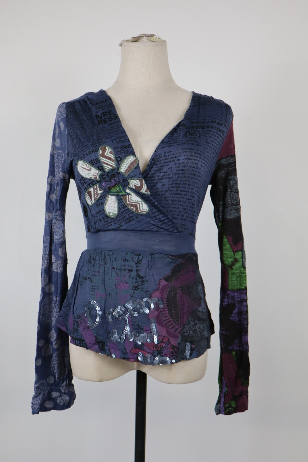 DESIGUAL MAGLIA DONNA TG. M WOMAN CASUAL VINTAGE T-SHIRT  TOP CANOTTA COTONE