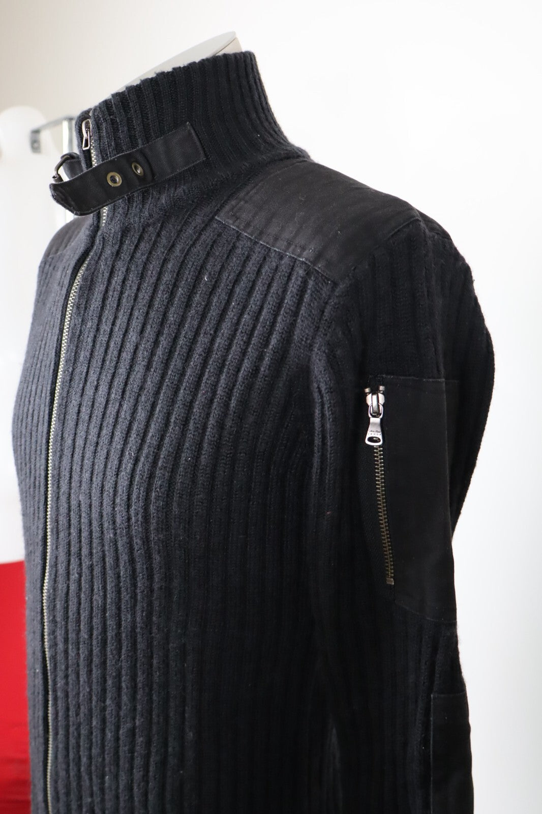 CALVIN KLEIN CK MAGLIONE CON ZIP VINTAGE UOMO Tg. L MAN SWEATER CASUAL LANA