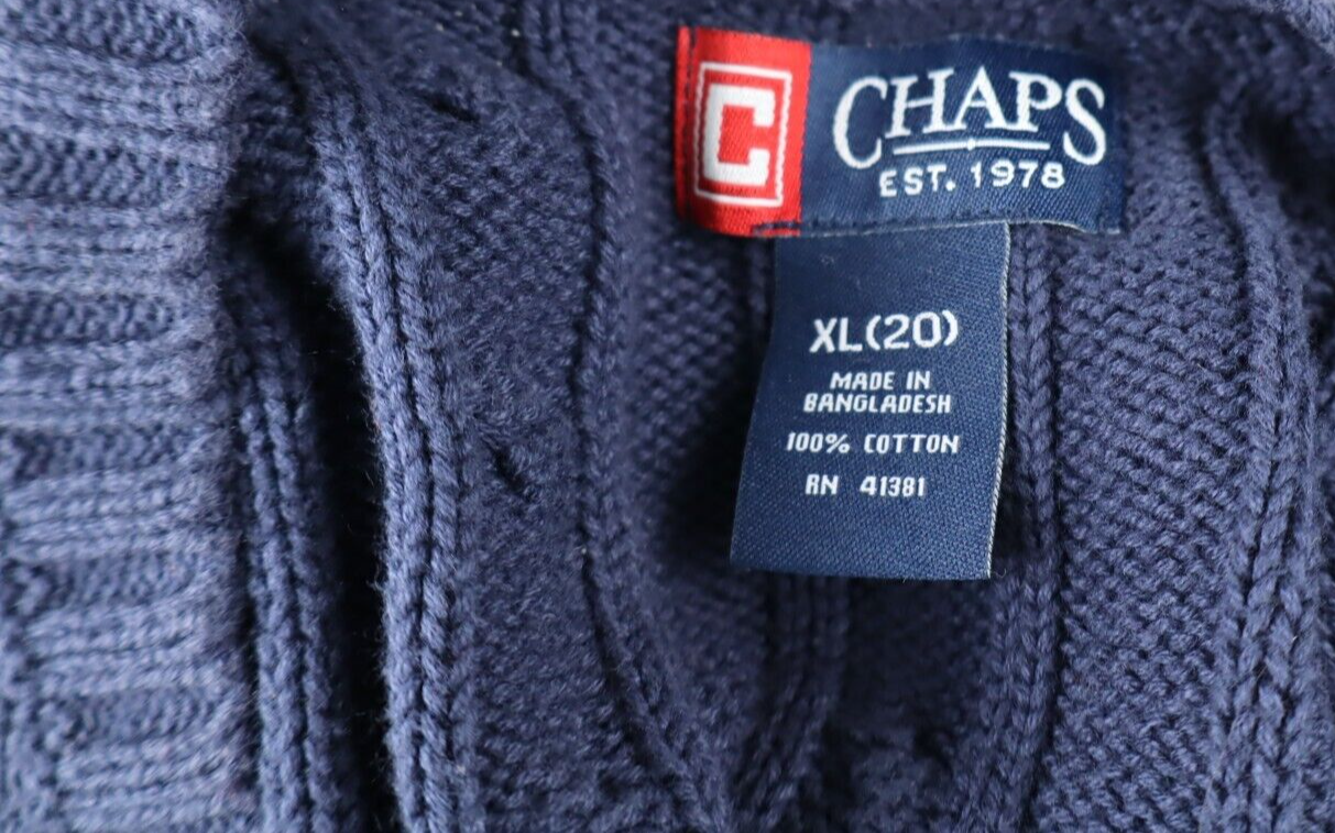 CHAPS MAGLIONE SMANICATO GILET UOMO Tg. XL MAN SWEATER CASUAL VINTAGE COTONE