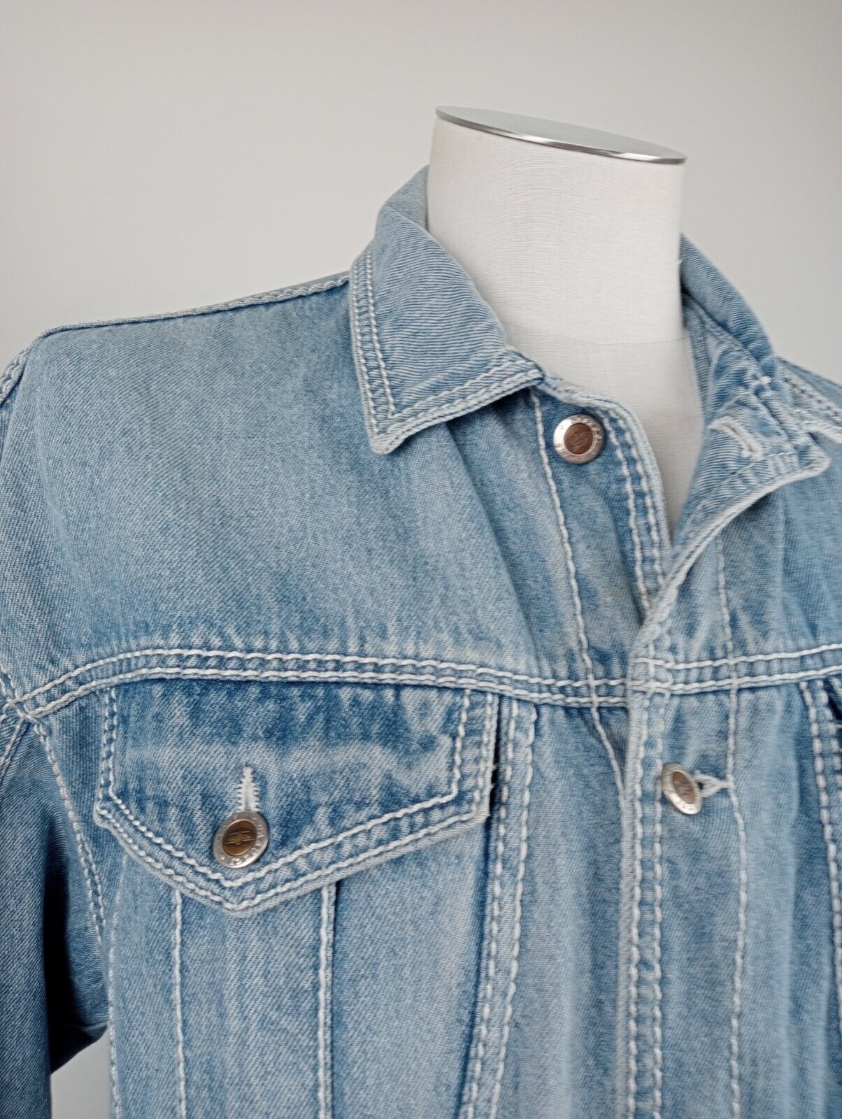 CASUCCI GIUBBINO JEANS COTONE DENIM UOMO Tg S MAN CASUAL VINTAGE JACKET