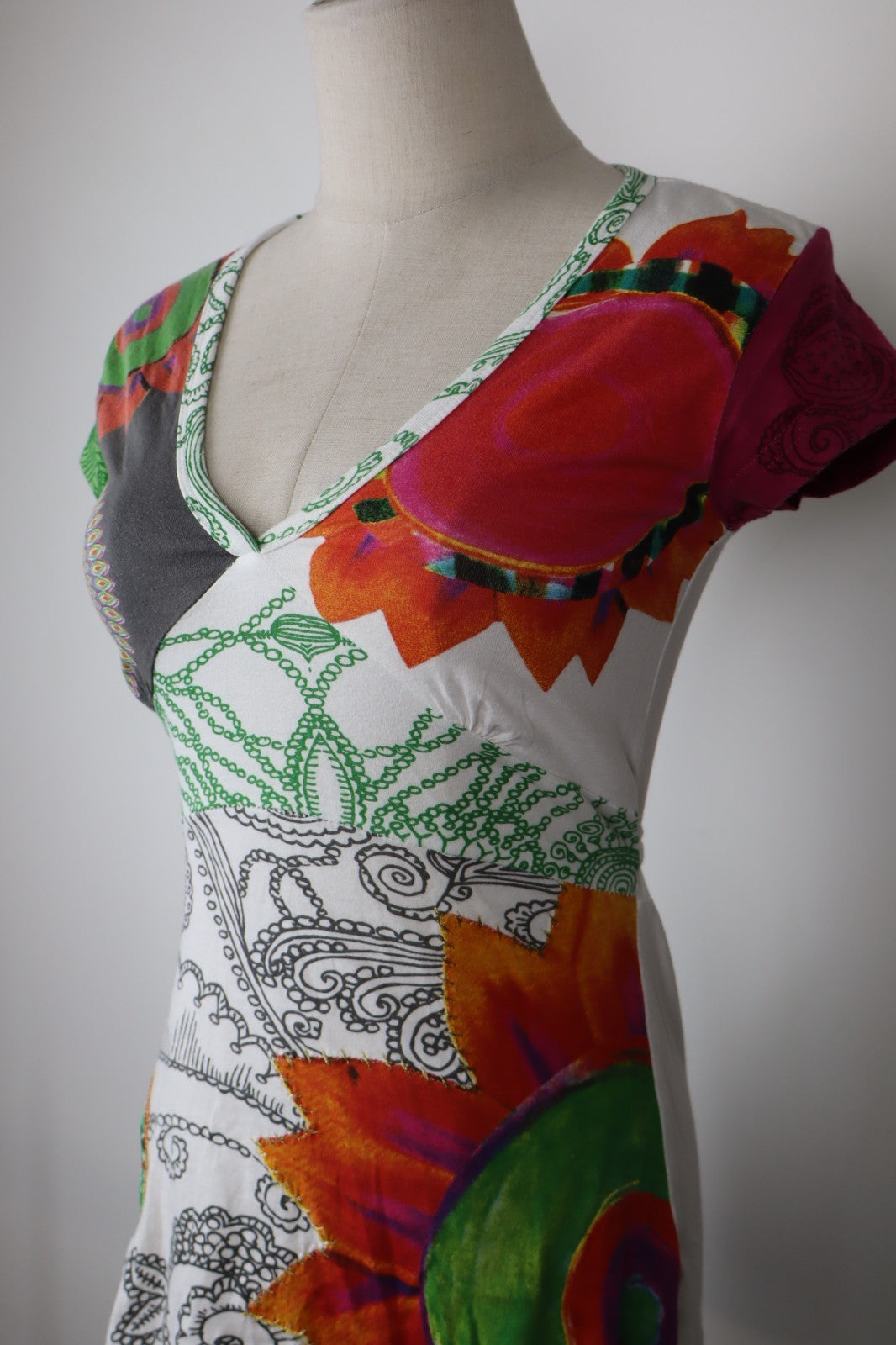 DESIGUAL MAGLIA DONNA TG. XS WOMAN CASUAL VINTAGE T-SHIRT  TOP CANOTTA COTONE
