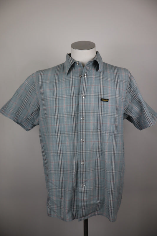 WRANGLER CAMICIA MANICA CORTA  UOMO Tg L MAN SHIRT VINTAGE CASUAL COTTON COTONE