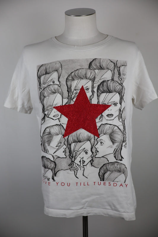 JOHN RICHMOND DAVID BOWIE MAGLIA UOMO TG L MAN T-SHIRT CASUAL VINTAGE COTONE