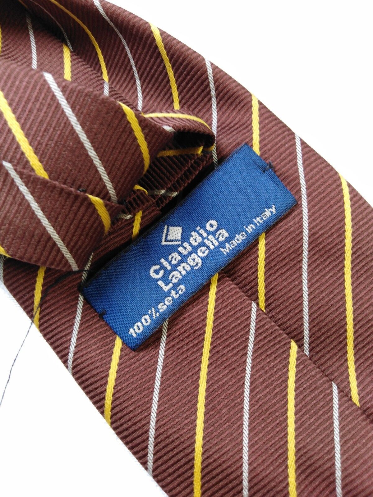 CLAUDIO LANGELLA 100% SETA SILK TIE CRAVATTA NECKTIE VINTAGE ITALY SELF TIPPED