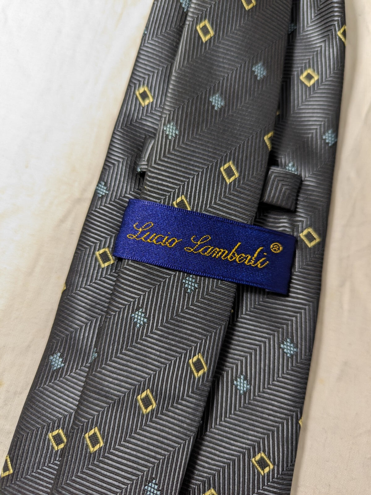 LUCIO LAMBERTI  100%  SILK TIE SETA CRAVATTA SELF TIPPED NECKTIE MADE IN ITALY