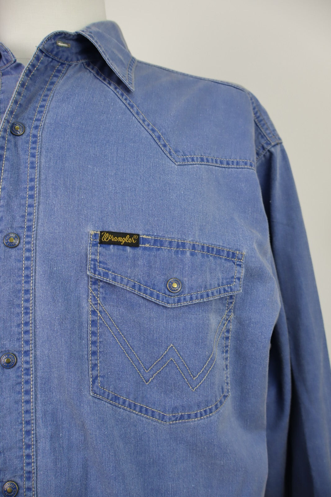 WRANGLER CAMICIA UOMO COTONE DENIM TG. L MAN CASUAL VINTAGE SHIRT ITALY