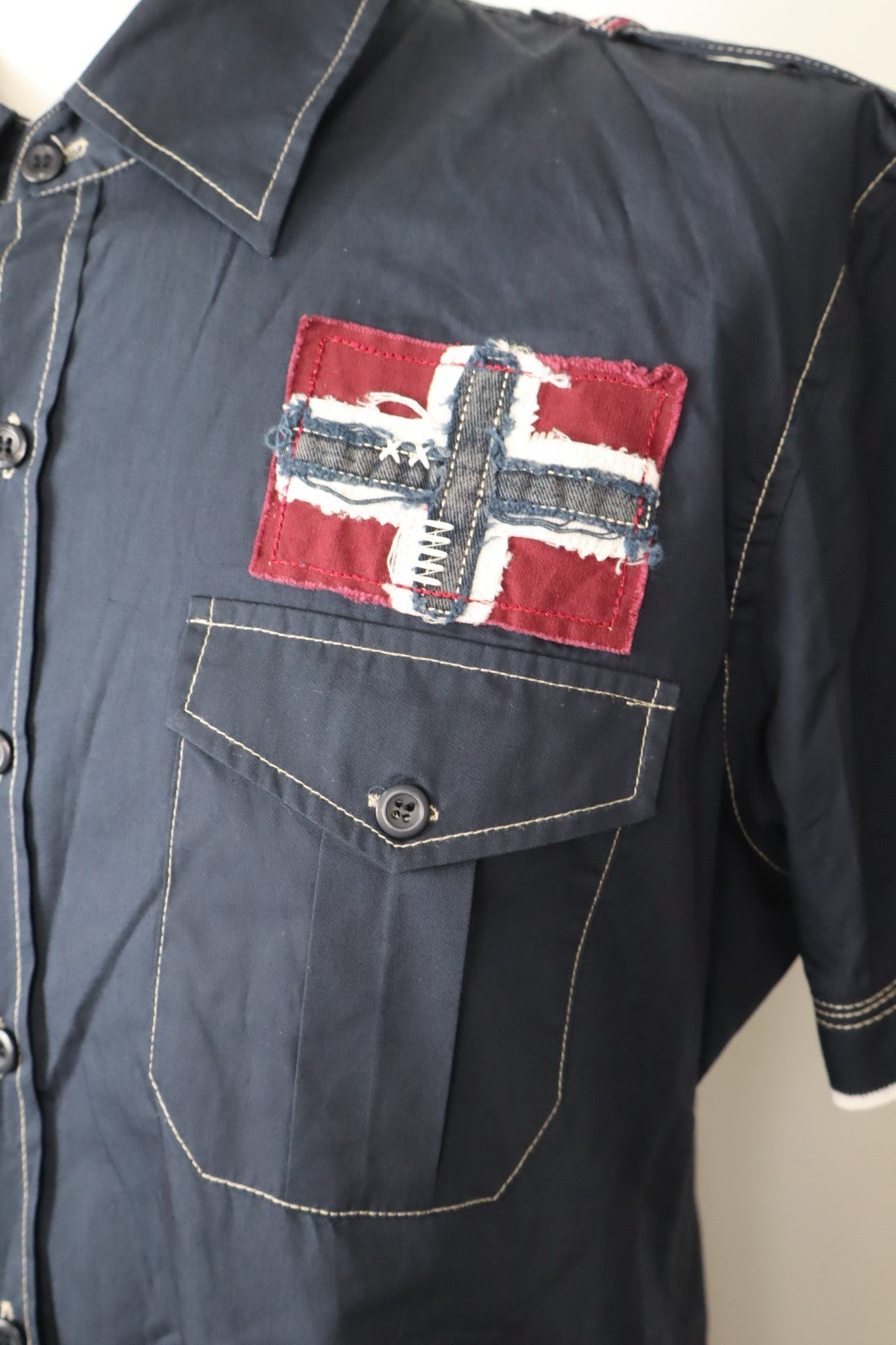 NAPAPIJRI CAMICIA UOMO TG. XL MAN CASUAL VINTAGE SHIRT COTONE COTTON LOGO SLIM