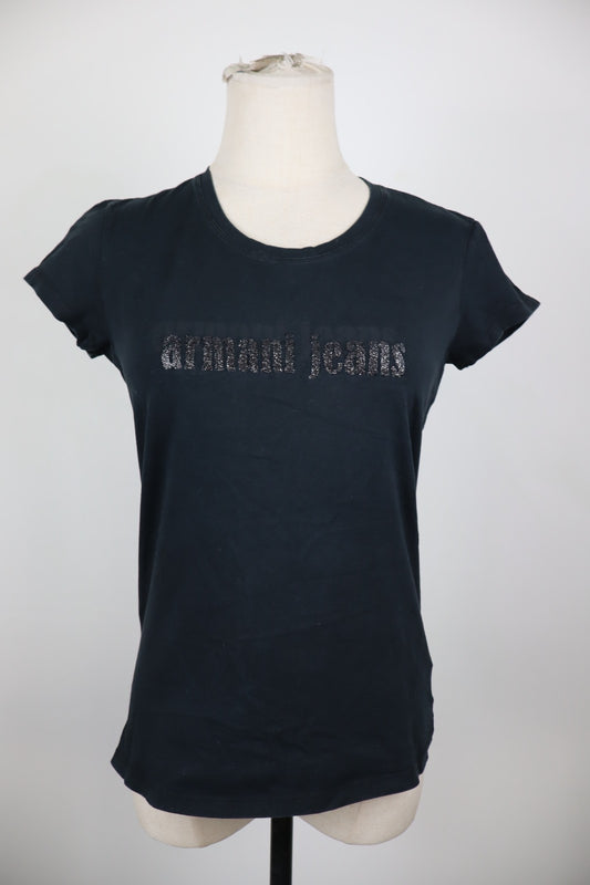 AJ ARMANI JEANS MAGLIA DONNA 44 WOMAN CASUAL VINTAGE T-SHIRT MANICA CORTA LOGO
