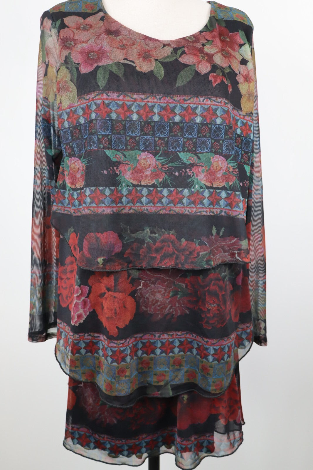 DESIGUAL VESTITO DONNA TG. XL WOMAN CASUAL VINTAGE DRESS ABITO A STRATI