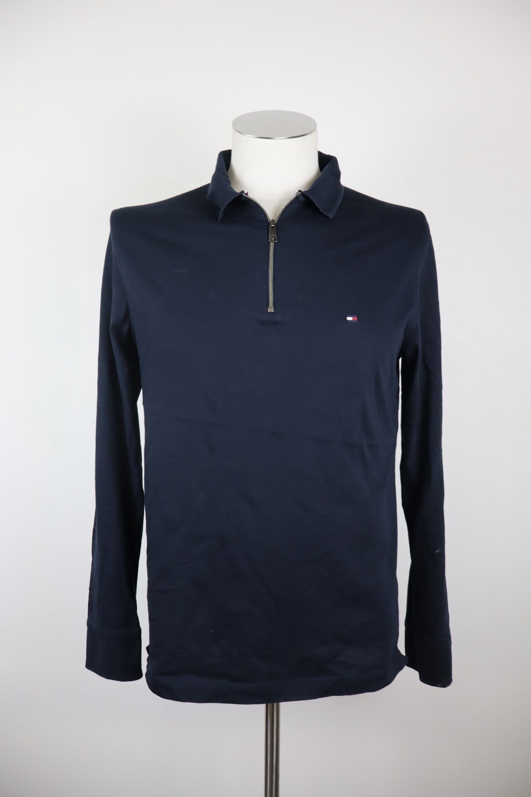 TOMMY HILFIGER POLO CON ZIP MAGLIA UOMO TG M MAN COTONE T-SHIRT CASUAL VINTAGE