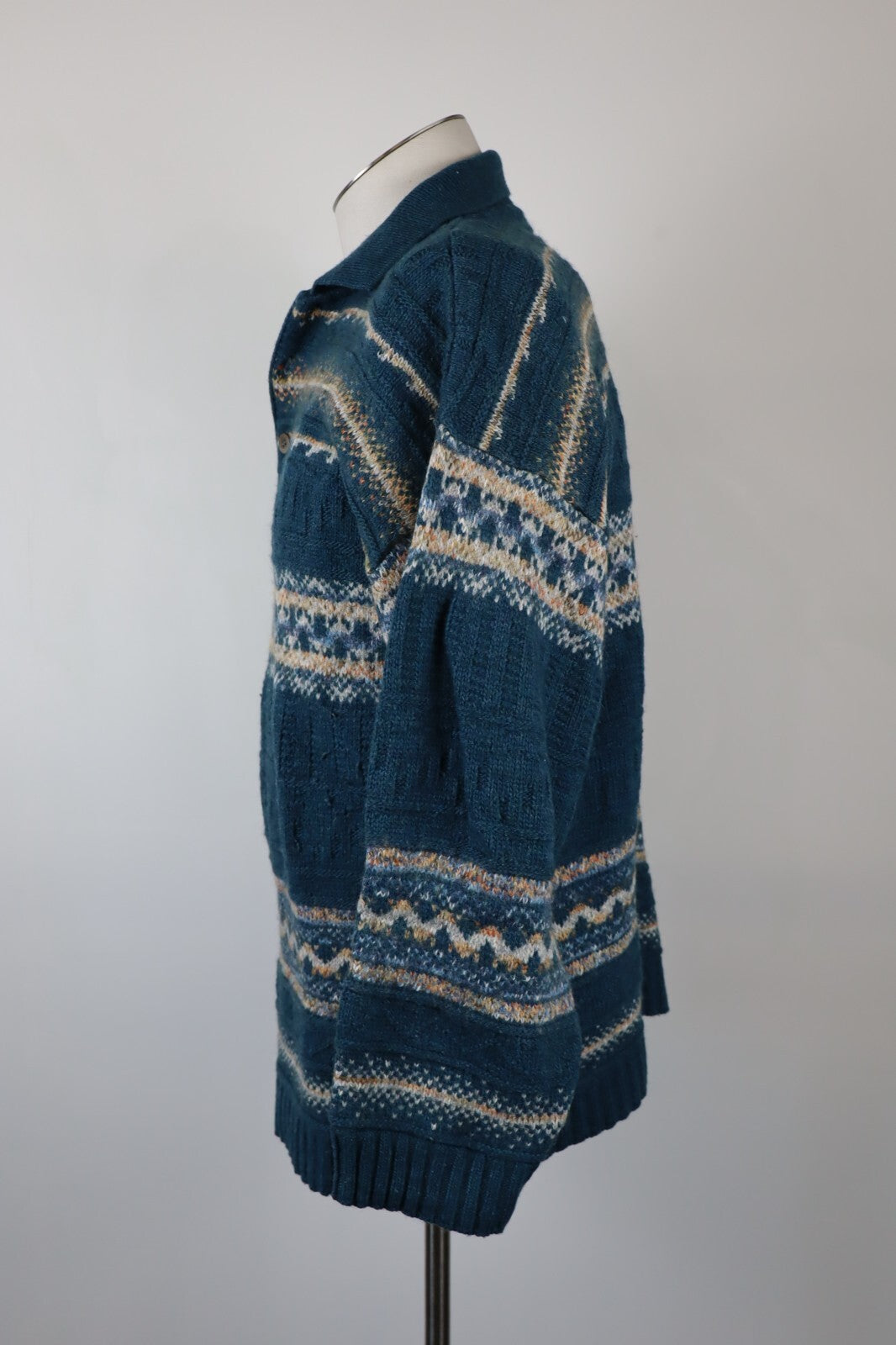 NORTH POLE MAGLIONE CON COLLETTO LANA VINTAGE UOMO Tg. L MAN WOOL SWEATER CASUAL