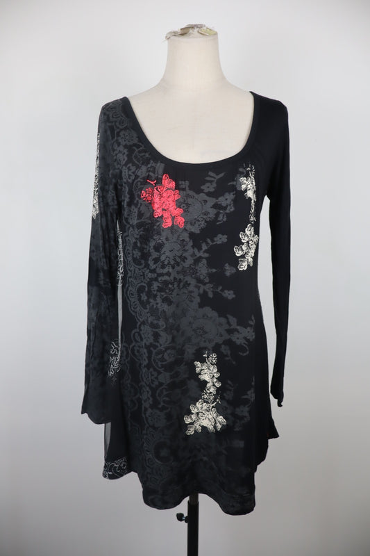 DESIGUAL VESTITO DONNA TG. 2XL WOMAN CASUAL VINTAGE DRESS ABITO MANICA LUNGA