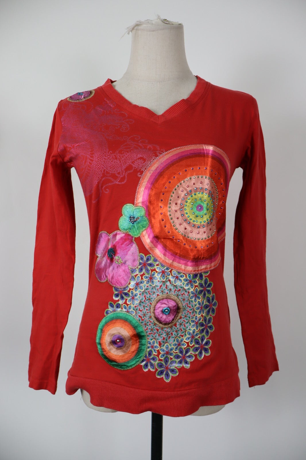 DESIGUAL MAGLIA DONNA TG. S WOMAN CASUAL VINTAGE T-SHIRT TOP