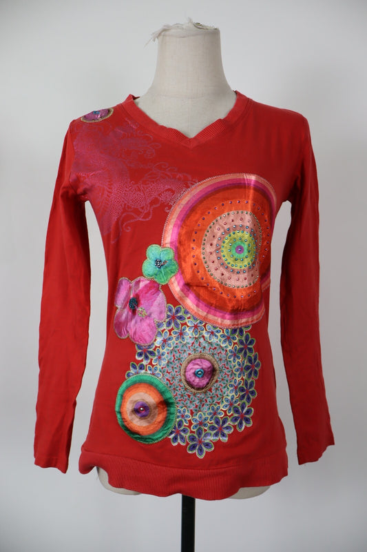 DESIGUAL MAGLIA DONNA TG. S WOMAN CASUAL VINTAGE T-SHIRT TOP