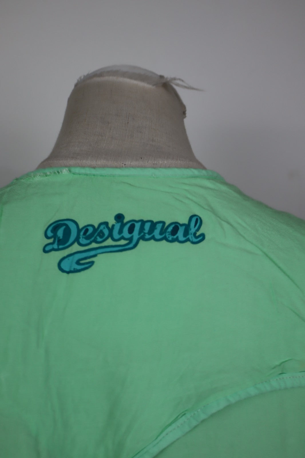 DESIGUAL MAGLIA DONNA TG. M WOMAN CASUAL VINTAGE T-SHIRT  TOP CANOTTA PERLINE