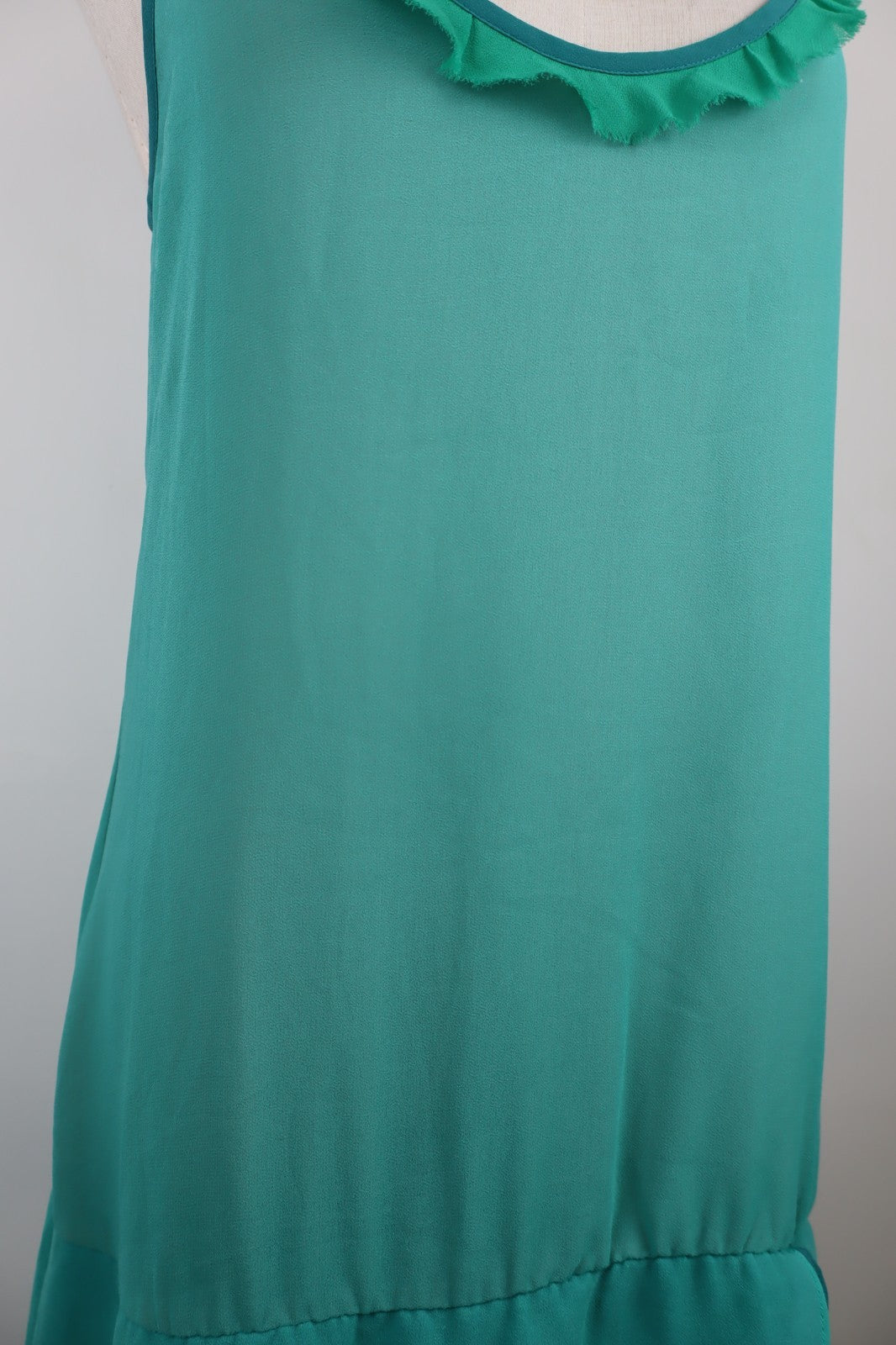 FORNARINA VESTITO ABITO BRETELLE DONNA TG. L WOMAN CASUAL VINTAGE DRESS VERDE