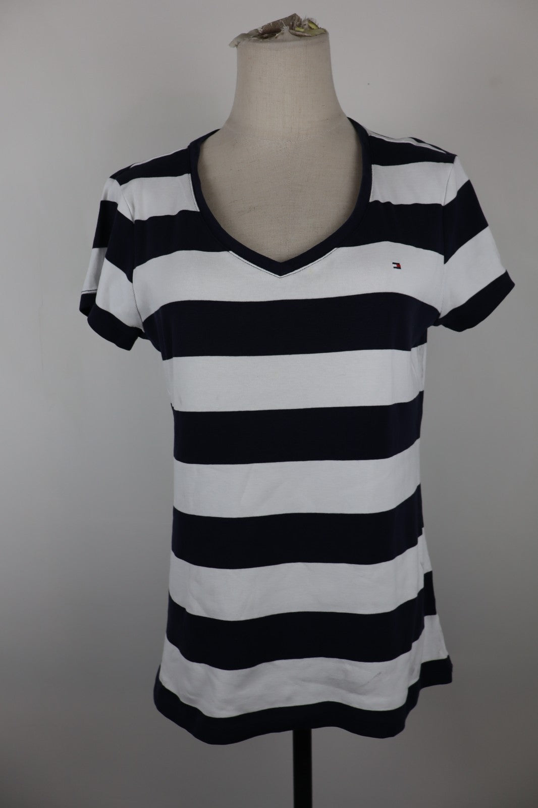 TOMMY HILFIGER MAGLIA COTONE DONNA TG. L WOMAN CASUAL VINTAGE T-SHIRT A RIGHE