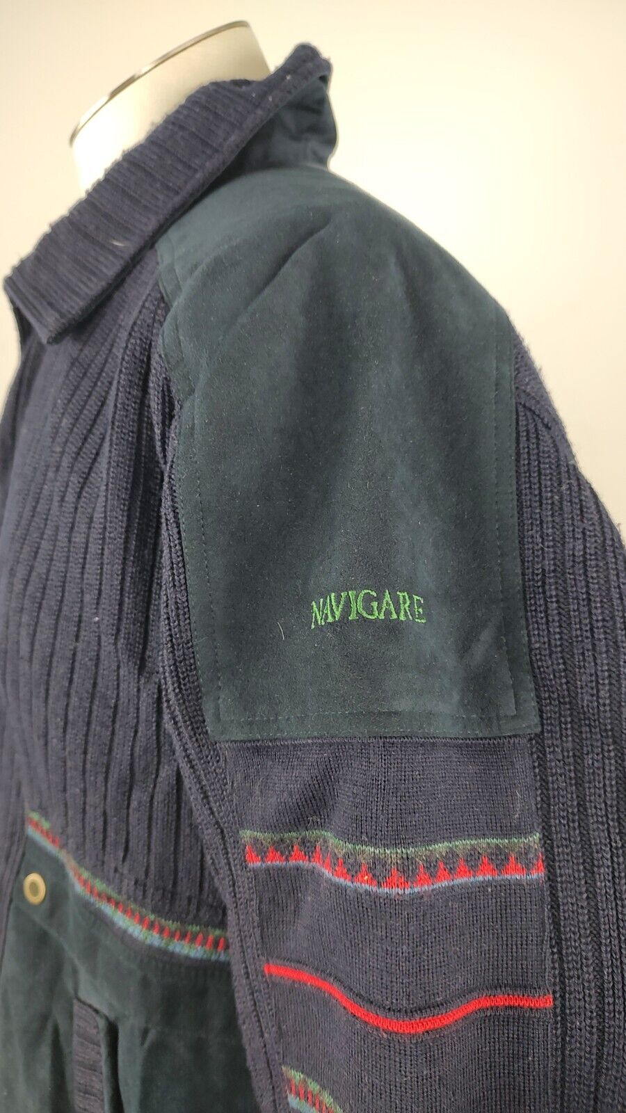 NAVIGARE GIUBBINO IMBOTTITO LANA PELLE UOMO Tg M MAN CASUAL VINTAGE JACKET