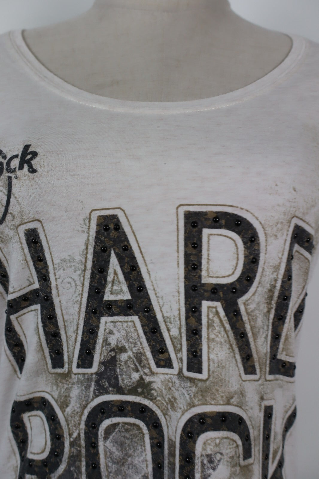HARD ROCK BARCELLONA MAGLIA DONNA TG. L WOMAN CASUAL VINTAGE T-SHIRT TOP COTONE