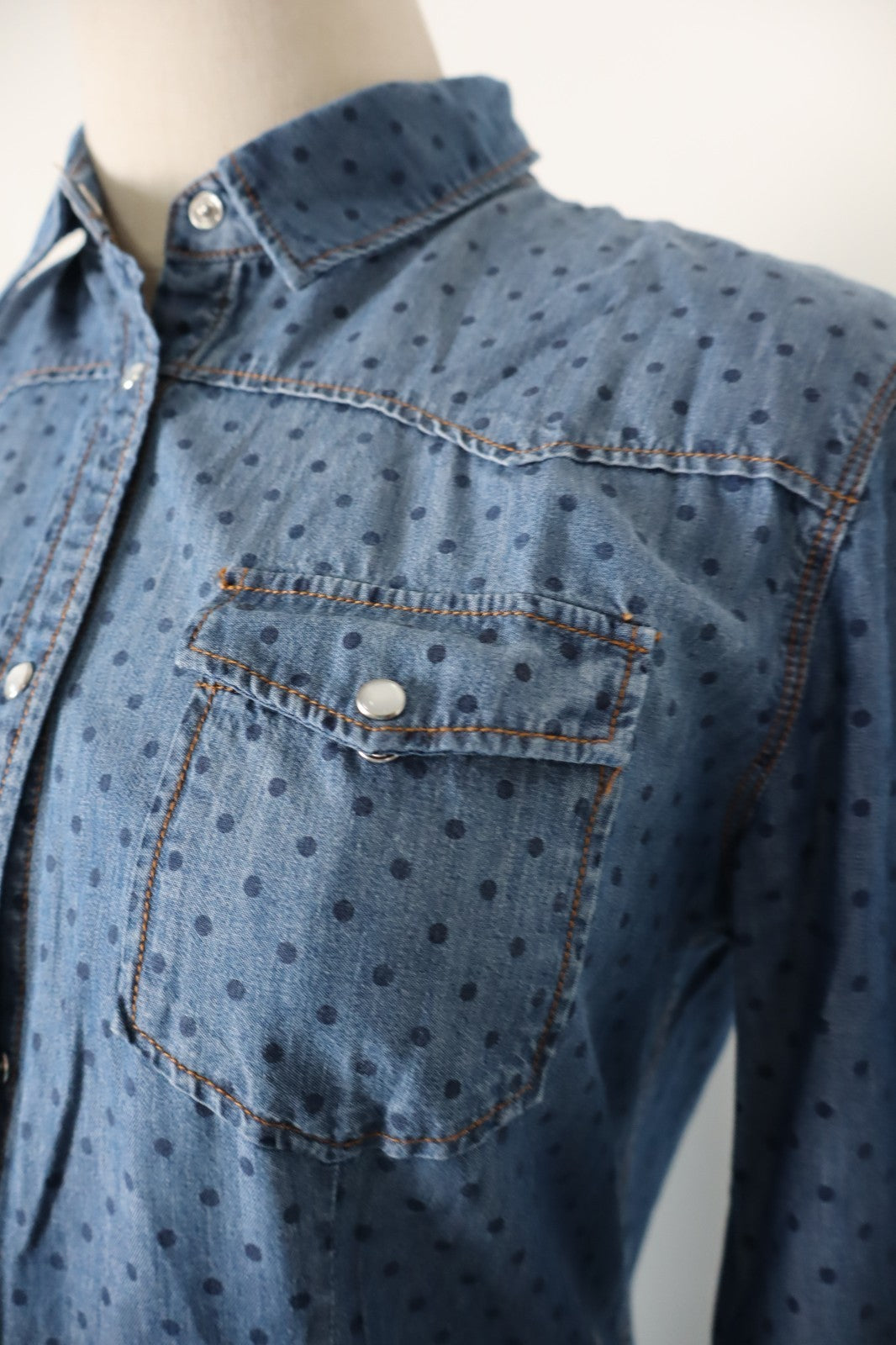 SUN 68 CAMICIA JEANS DENIM DONNA TG. L WOMAN SHIRT CASUAL VINTAGE MADE ITALY